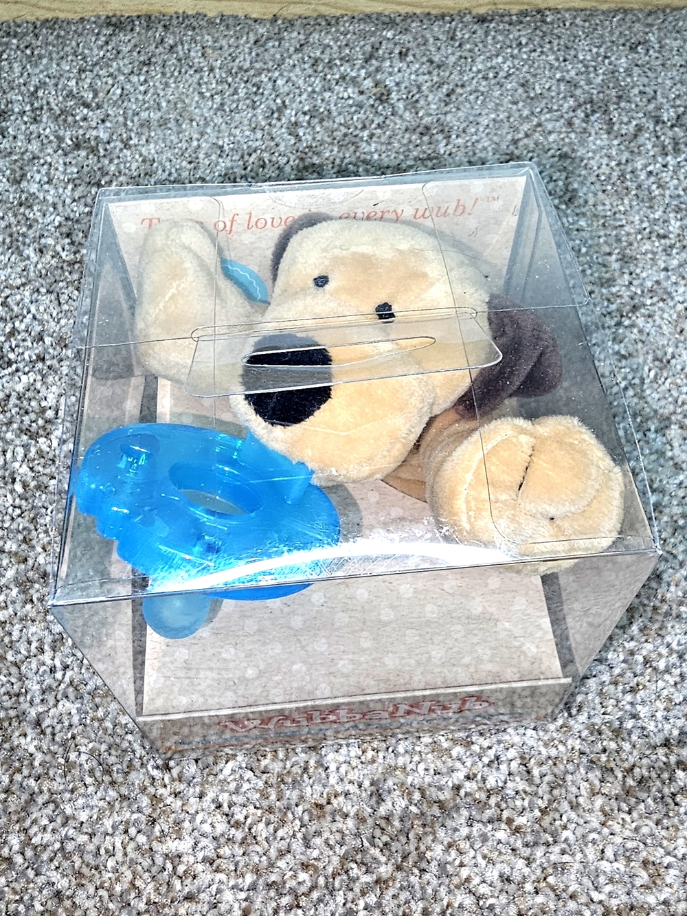 Plush Puppy Pacifier Clip with Blue Pacifier